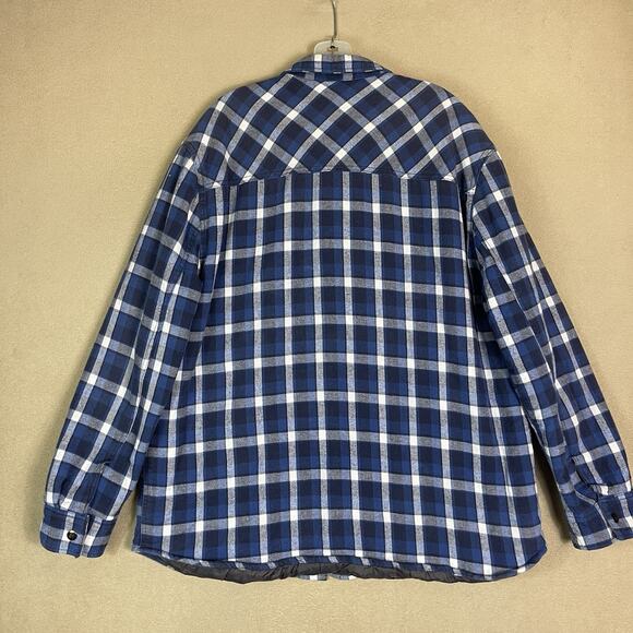 Big Mac Jacket Mens XL Blue Plaid Lined Puffer Flannel Chest Pockets Snap Up - Picture 11 of 12